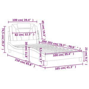 vidaXL Bed Frame with Headboard Curved Base Bedroom Furniture Faux Leather-15