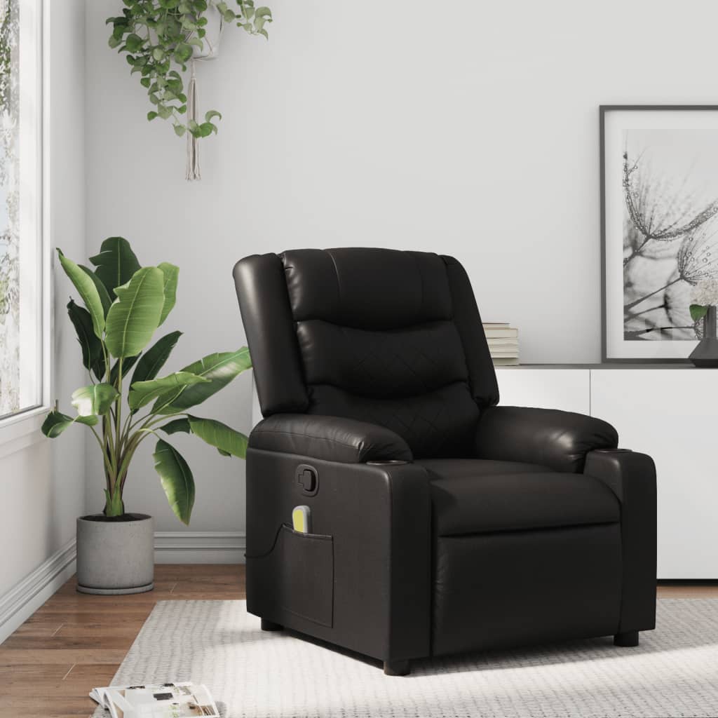 vidaXL Massage Recliner Chair Black Faux Leather-0