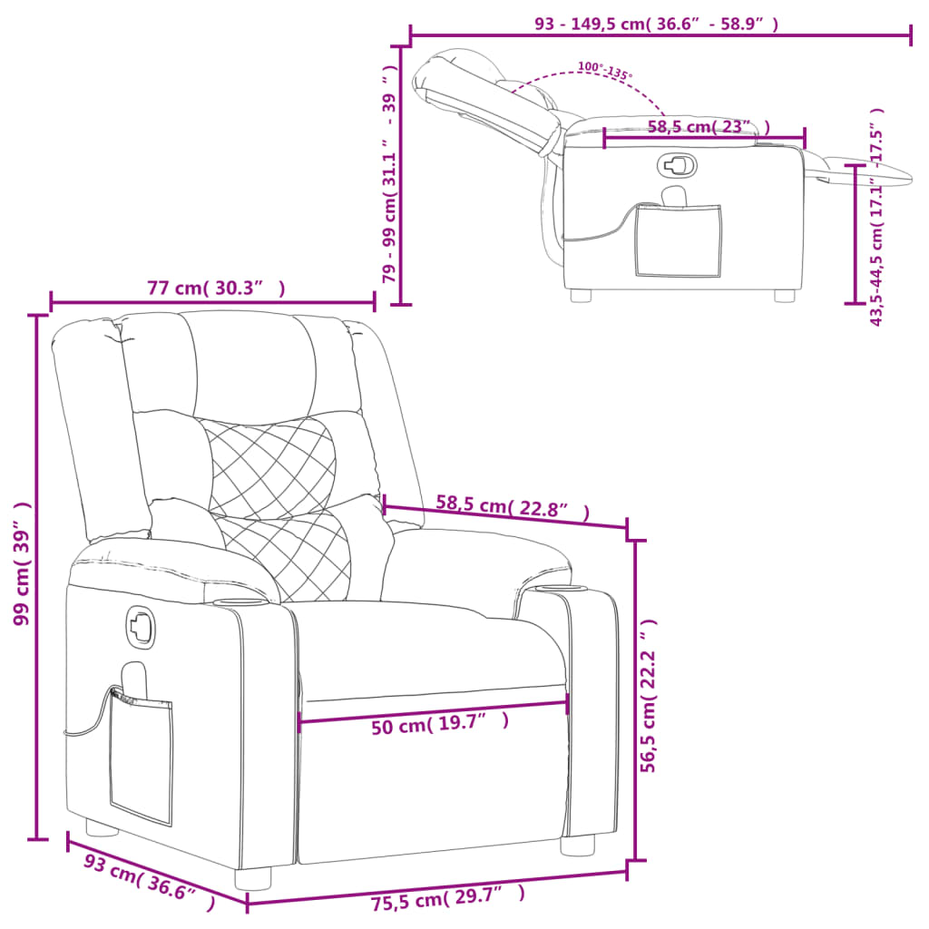 vidaXL Massage Recliner Chair Cream Faux Leather-1