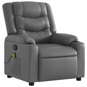 vidaXL Massage Recliner Chair Gray Faux Leather-1