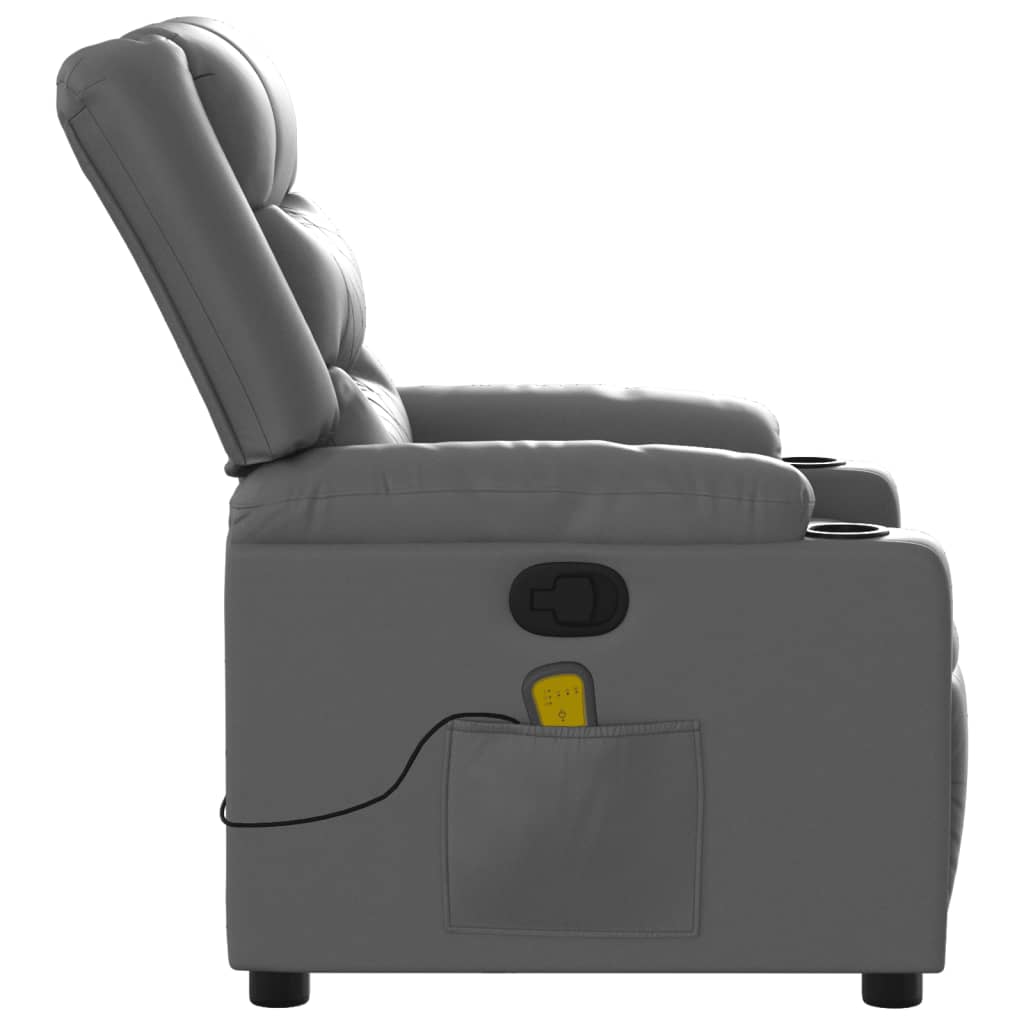 vidaXL Massage Recliner Chair Gray Faux Leather-6