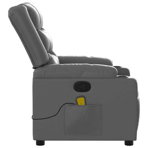 vidaXL Massage Recliner Chair Gray Faux Leather-6