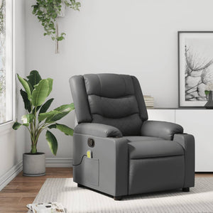 vidaXL Massage Recliner Chair Gray Faux Leather-0