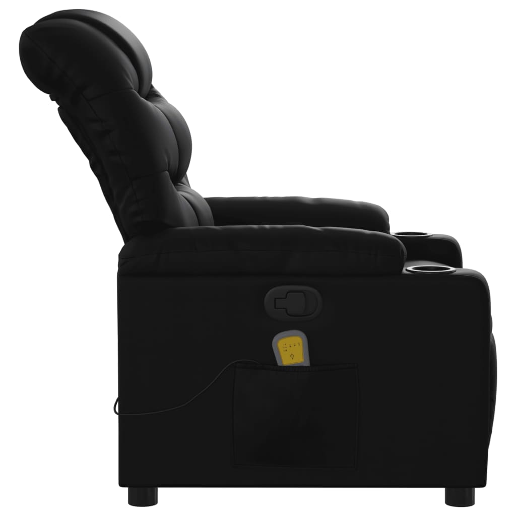 vidaXL Massage Recliner Chair Black Faux Leather-7