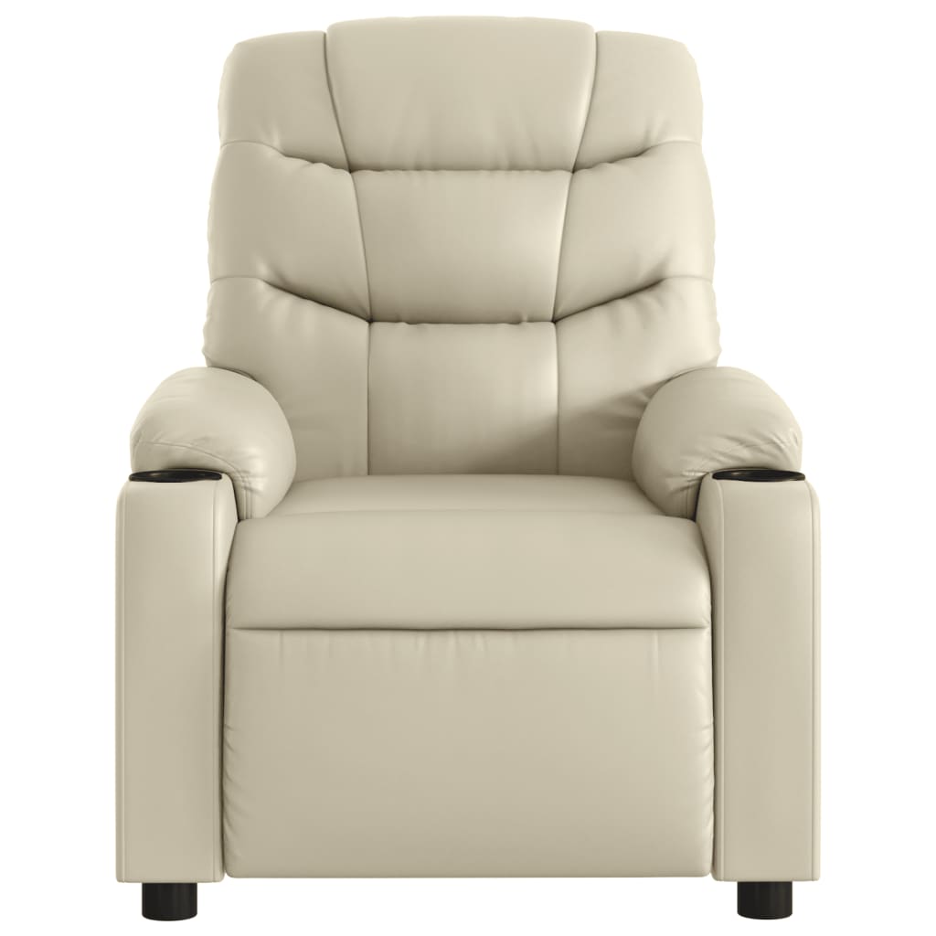 vidaXL Massage Recliner Chair Cream Faux Leather-5