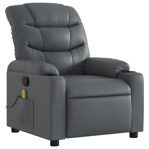 vidaXL Massage Recliner Chair Gray Faux Leather-1