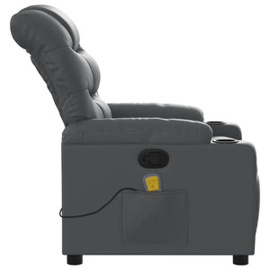 vidaXL Massage Recliner Chair Gray Faux Leather-6