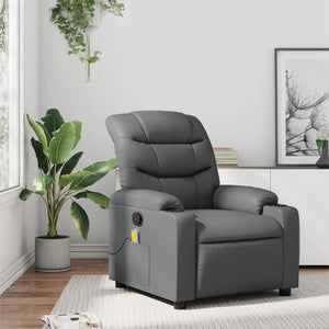 vidaXL Massage Recliner Chair Gray Faux Leather-0