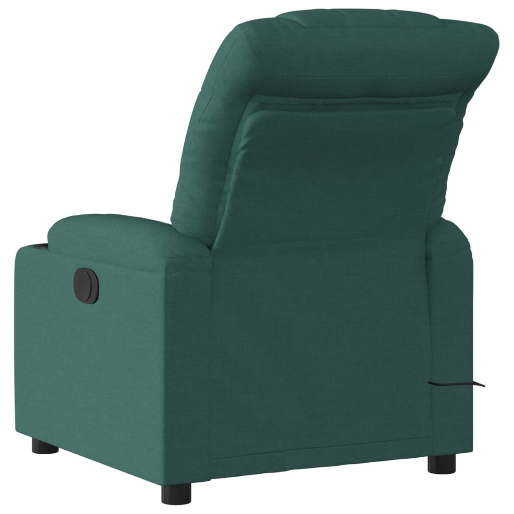 vidaXL Massage Recliner Chair Dark Green Fabric-2