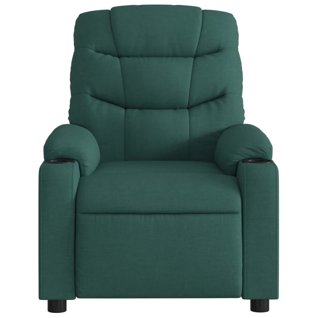 vidaXL Massage Recliner Chair Dark Green Fabric-5