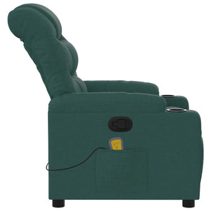 vidaXL Massage Recliner Chair Dark Green Fabric-6