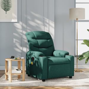 vidaXL Massage Recliner Chair Dark Green Fabric-0