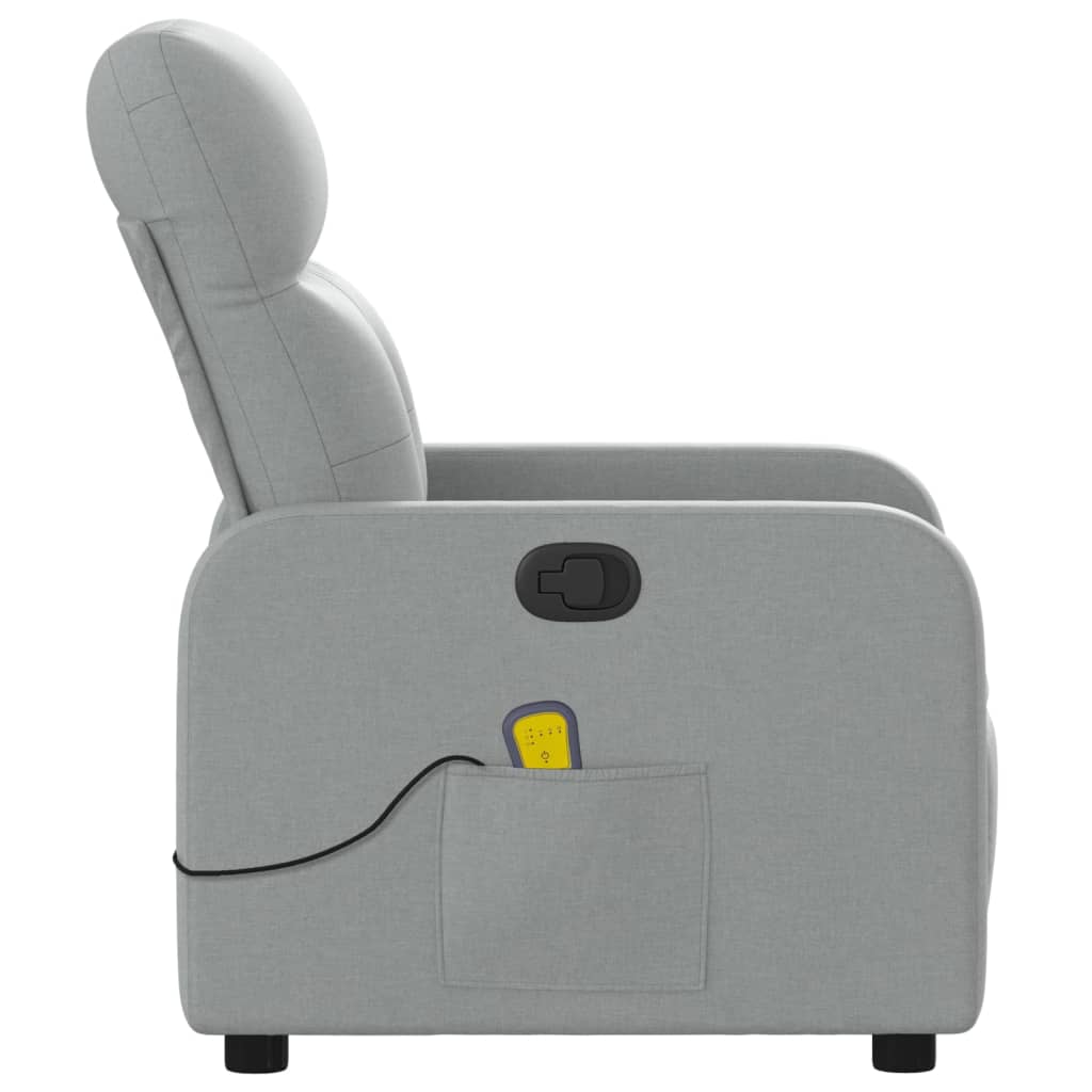 vidaXL Massage Recliner Chair Light Gray Fabric-7