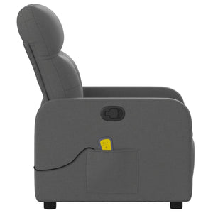 vidaXL Massage Recliner Chair Dark Gray Fabric-6