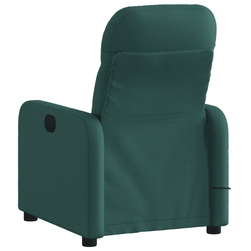 vidaXL Massage Recliner Chair Dark Green Fabric-2