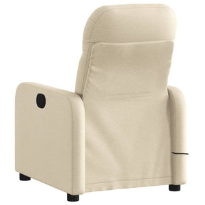 vidaXL Massage Recliner Chair Cream Fabric-2