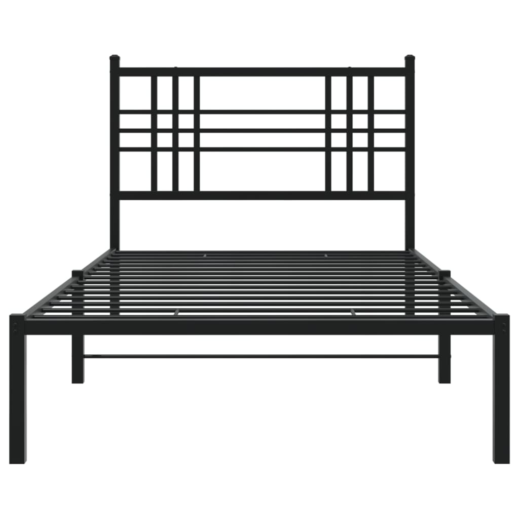 vidaXL Metal Bed Frame with Headboard Black 39.4"x78.7"-3