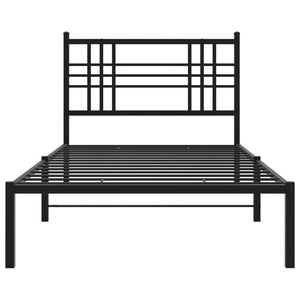 vidaXL Metal Bed Frame with Headboard Black 39.4"x78.7"-3