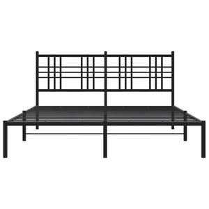 vidaXL Metal Bed Frame with Headboard Black 59.1"x78.7"-3