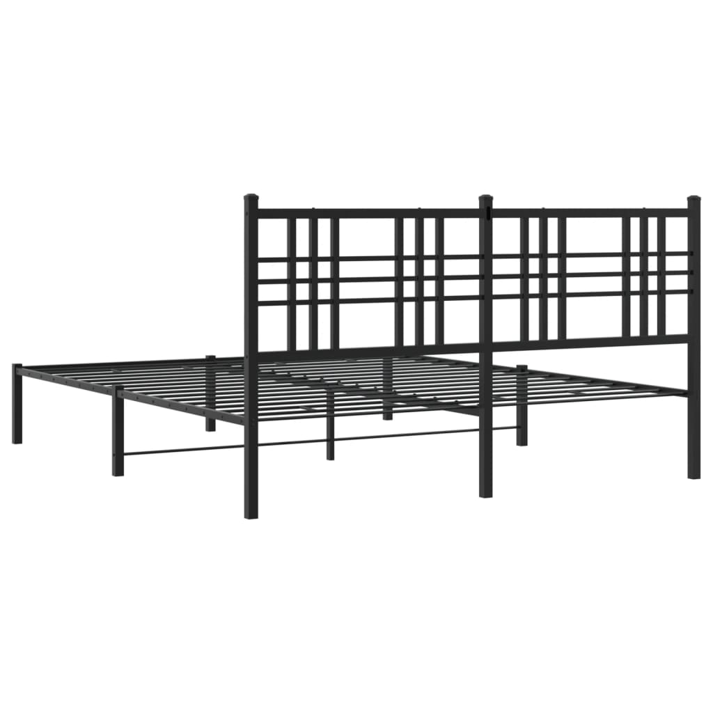 vidaXL Metal Bed Frame with Headboard Black 59.1"x78.7"-5