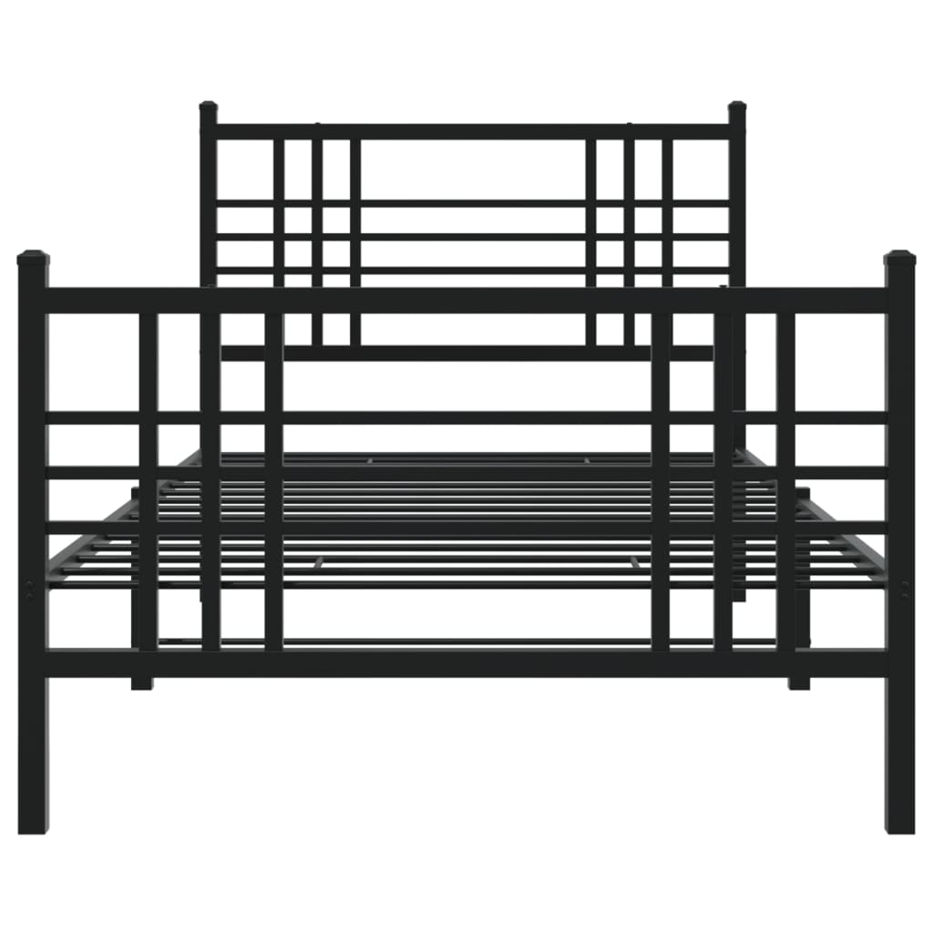 vidaXL Metal Bed Frame with Headboard and Footboard Black 39.4"x78.7"-3