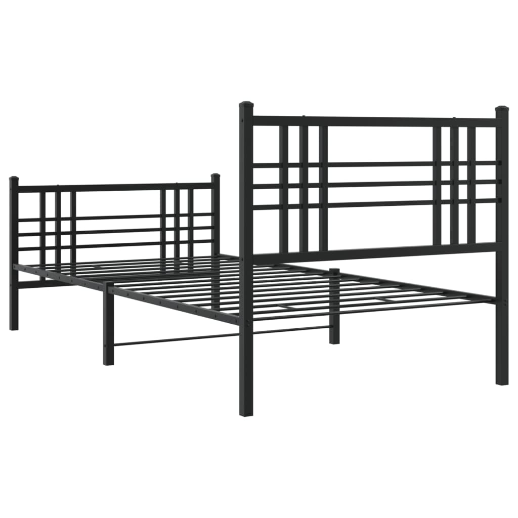 vidaXL Metal Bed Frame with Headboard and Footboard Black 39.4"x78.7"-5