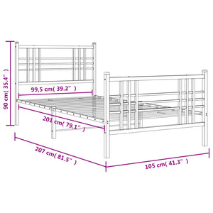 vidaXL Metal Bed Frame with Headboard and Footboard Black 39.4"x78.7"-7