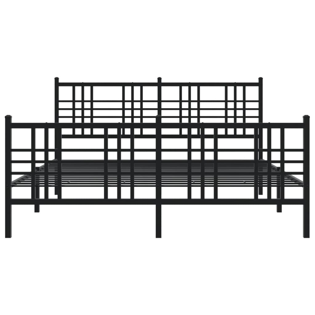 vidaXL Metal Bed Frame with Headboard and Footboard Black 59.1"x78.7"-3