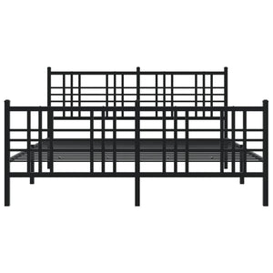 vidaXL Metal Bed Frame with Headboard and Footboard Black 59.1"x78.7"-3