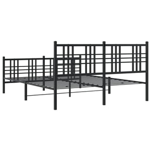 vidaXL Metal Bed Frame with Headboard and Footboard Black 59.1"x78.7"-5