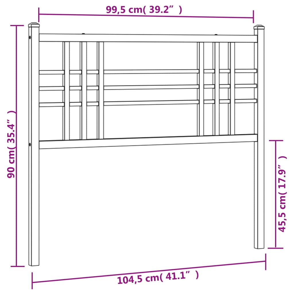 vidaXL Metal Headboard Black 39.4"-5