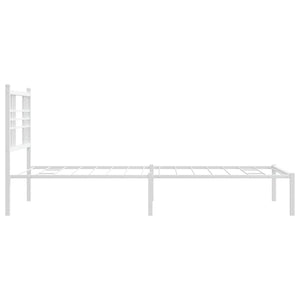 vidaXL Metal Bed Frame with Headboard White 39.4"x78.7"-4