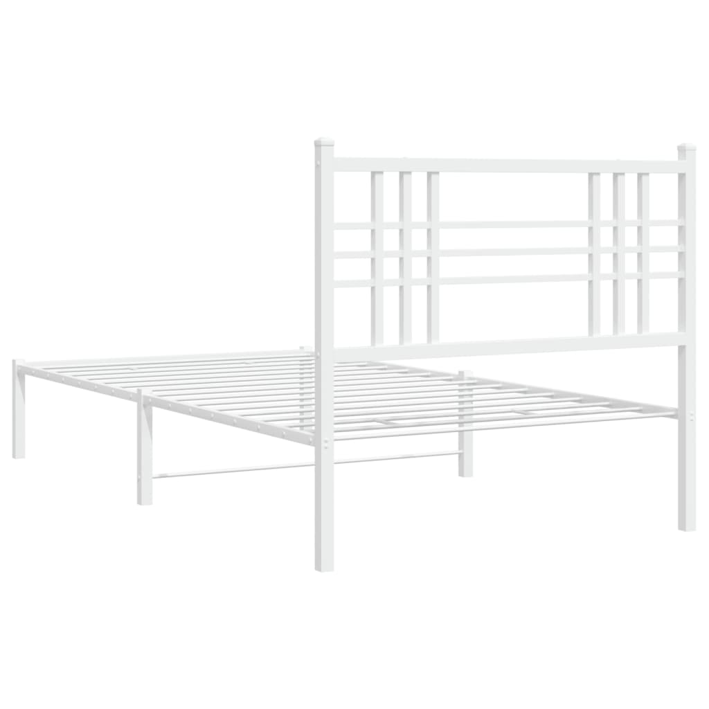 vidaXL Metal Bed Frame with Headboard White 39.4"x78.7"-5