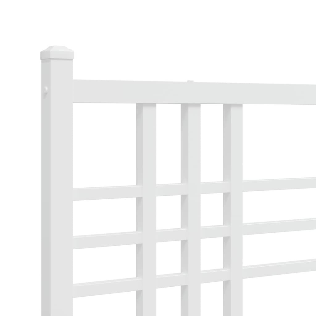 vidaXL Metal Bed Frame with Headboard White 39.4"x78.7"-6