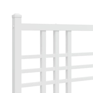 vidaXL Metal Bed Frame with Headboard White 39.4"x78.7"-6