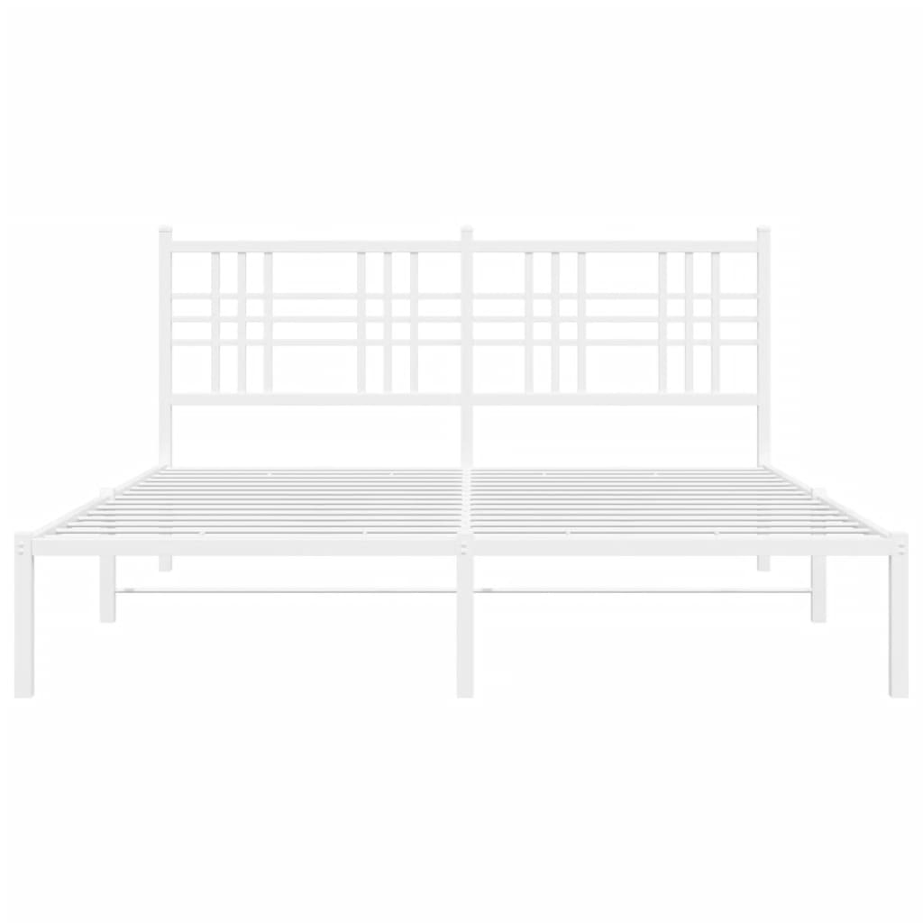 vidaXL Metal Bed Frame with Headboard White 59.1"x78.7"-3