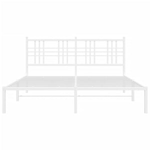 vidaXL Metal Bed Frame with Headboard White 59.1"x78.7"-3