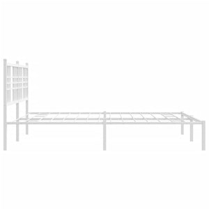 vidaXL Metal Bed Frame with Headboard White 59.1"x78.7"-4