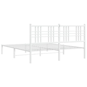 vidaXL Metal Bed Frame with Headboard White 59.1"x78.7"-5