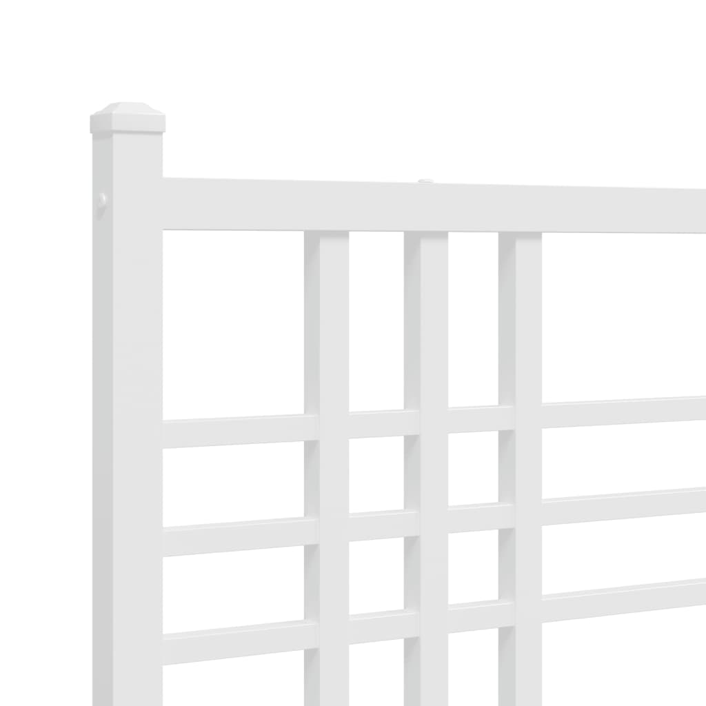 vidaXL Metal Bed Frame with Headboard White 59.1"x78.7"-6