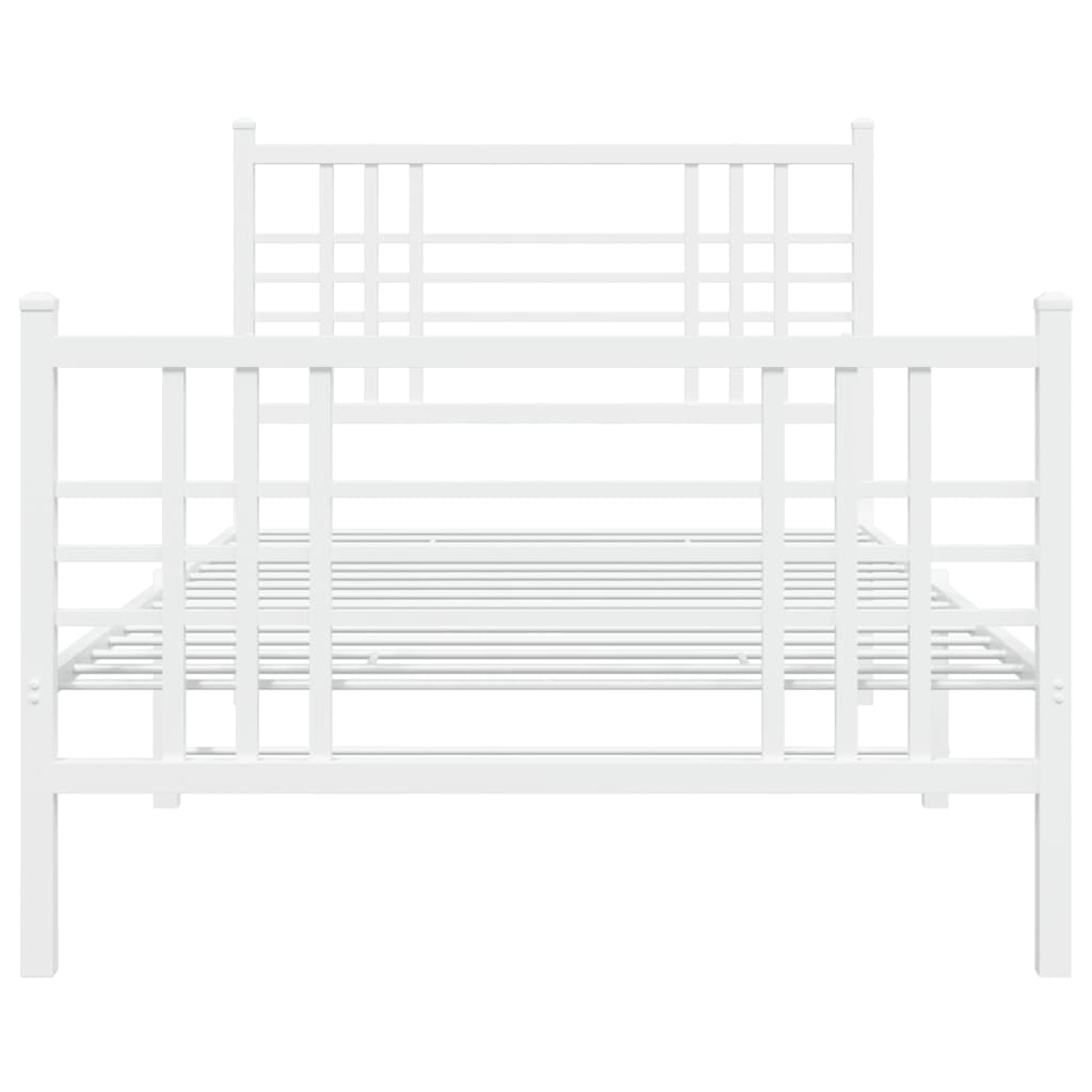 vidaXL Metal Bed Frame with Headboard and Footboard White 39.4"x78.7"-3