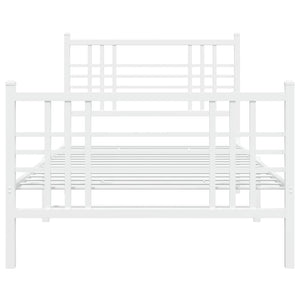 vidaXL Metal Bed Frame with Headboard and Footboard White 39.4"x78.7"-3