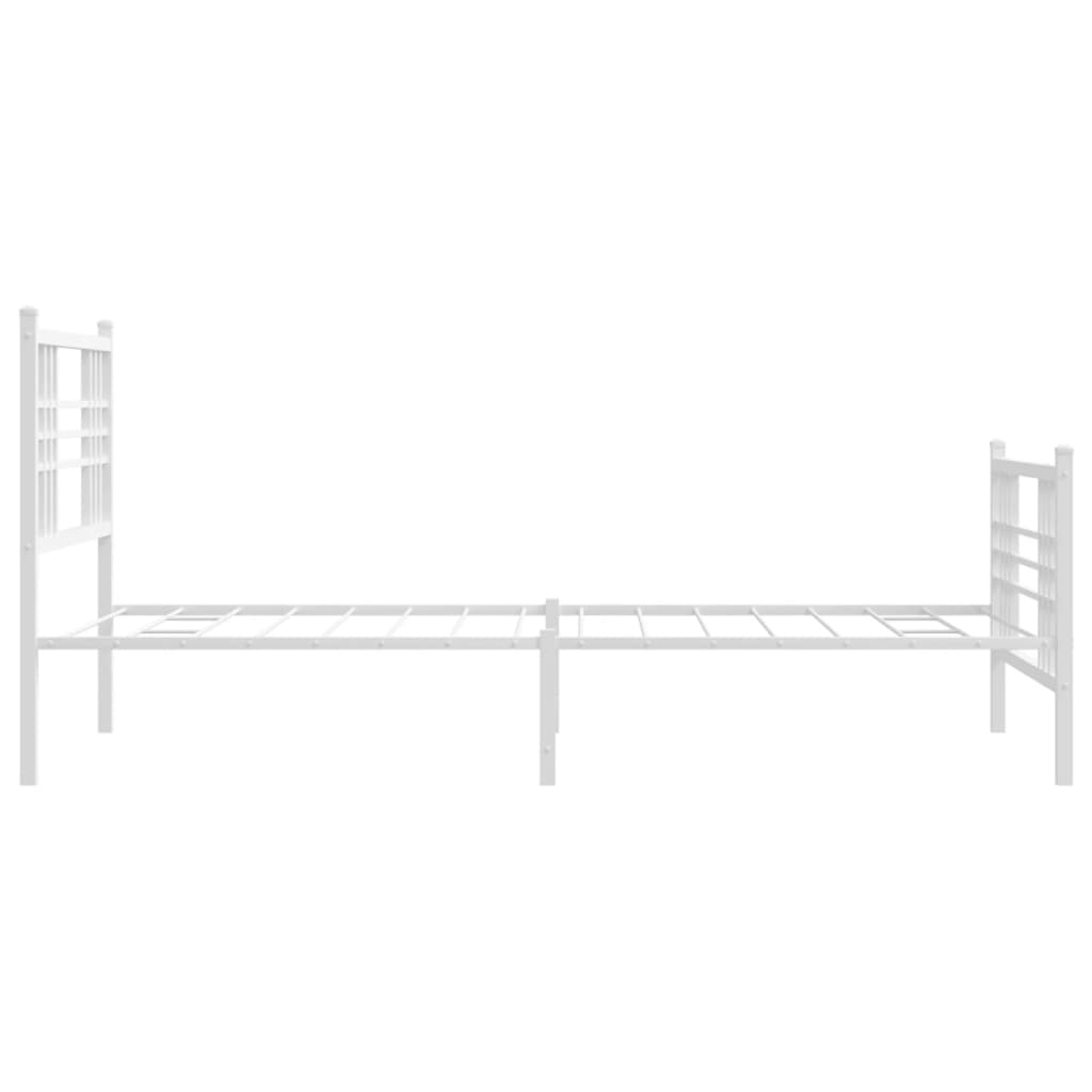 vidaXL Metal Bed Frame with Headboard and Footboard White 39.4"x78.7"-4