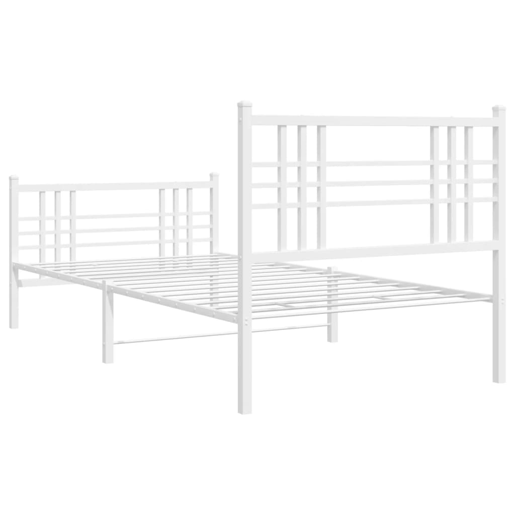 vidaXL Metal Bed Frame with Headboard and Footboard White 39.4"x78.7"-5