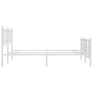 vidaXL Metal Bed Frame with Headboard and Footboard White 59.1"x78.7"-3