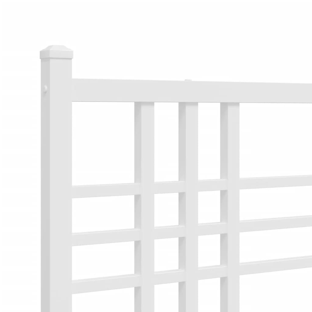 vidaXL Metal Bed Frame with Headboard and Footboard White 59.1"x78.7"-5