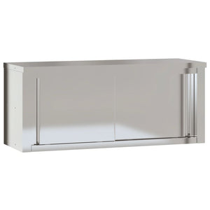 vidaXL Kitchen Wall Cabinet with Shelves Stainless Steel-22