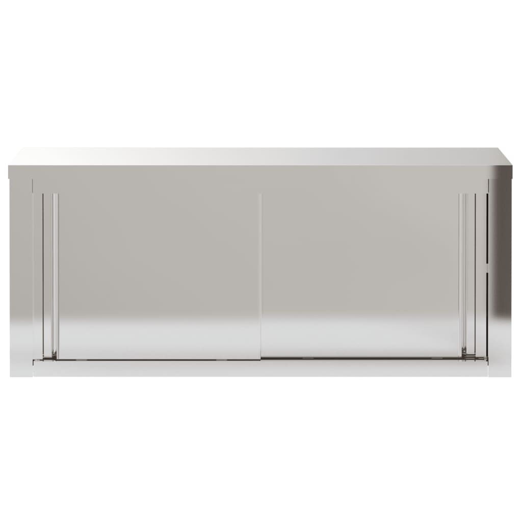 vidaXL Kitchen Wall Cabinet with Shelves Stainless Steel-8