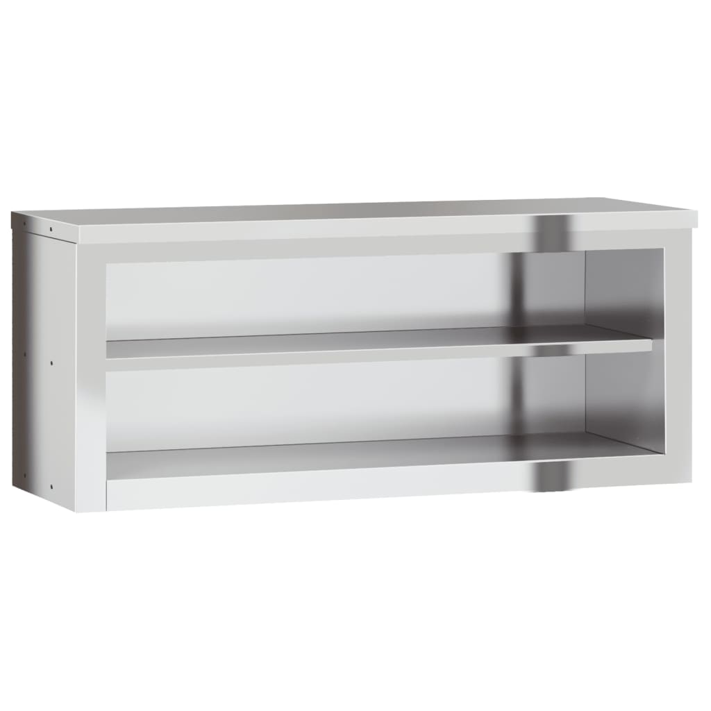 vidaXL Kitchen Wall Cabinet with Shelves Stainless Steel-19