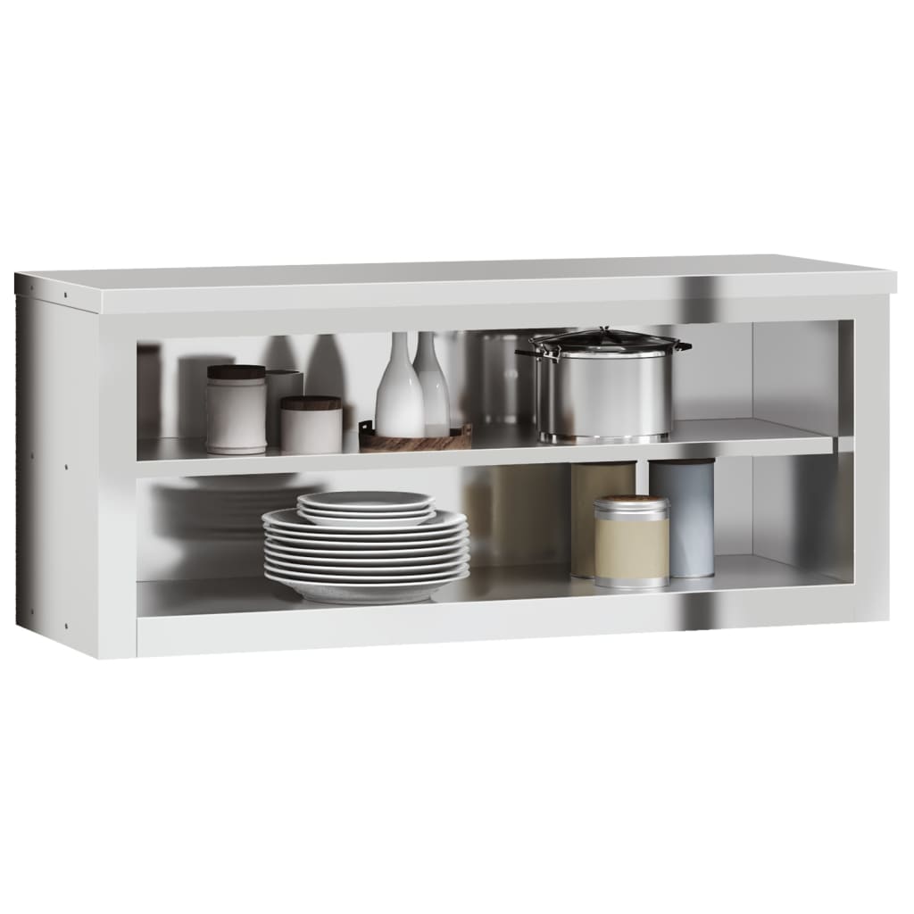 vidaXL Kitchen Wall Cabinet with Shelves Stainless Steel-40